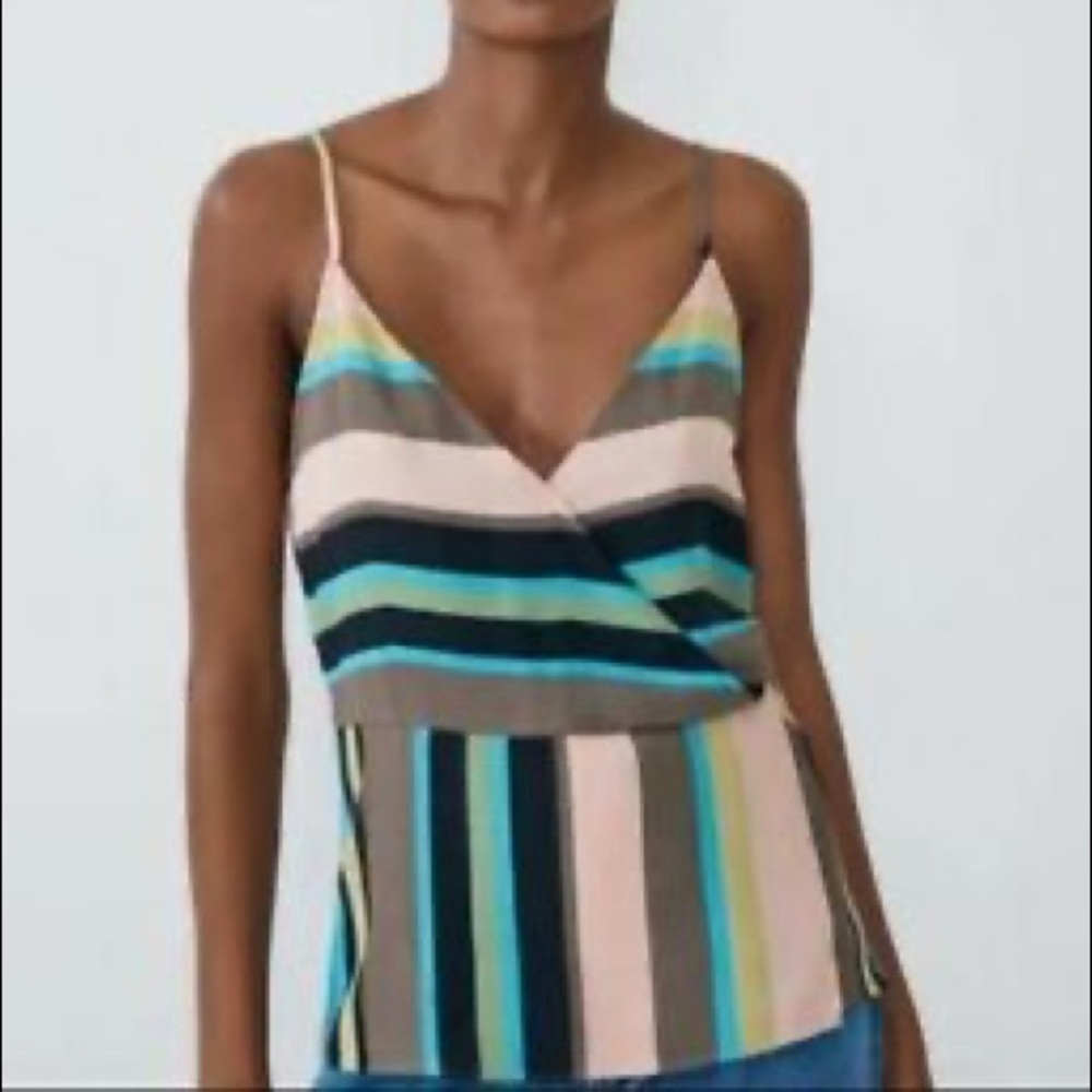 NWT Zara Surplice tank striped *hot girl summer*